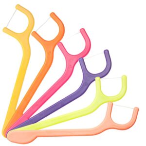 中を開けるとカラフルでフロス部に味がついていてお子様にも使いやすく工夫されています。中のフロスの写真